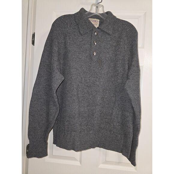 unknown Other - Men's Merino Wool Sweater - Vintage - Gray